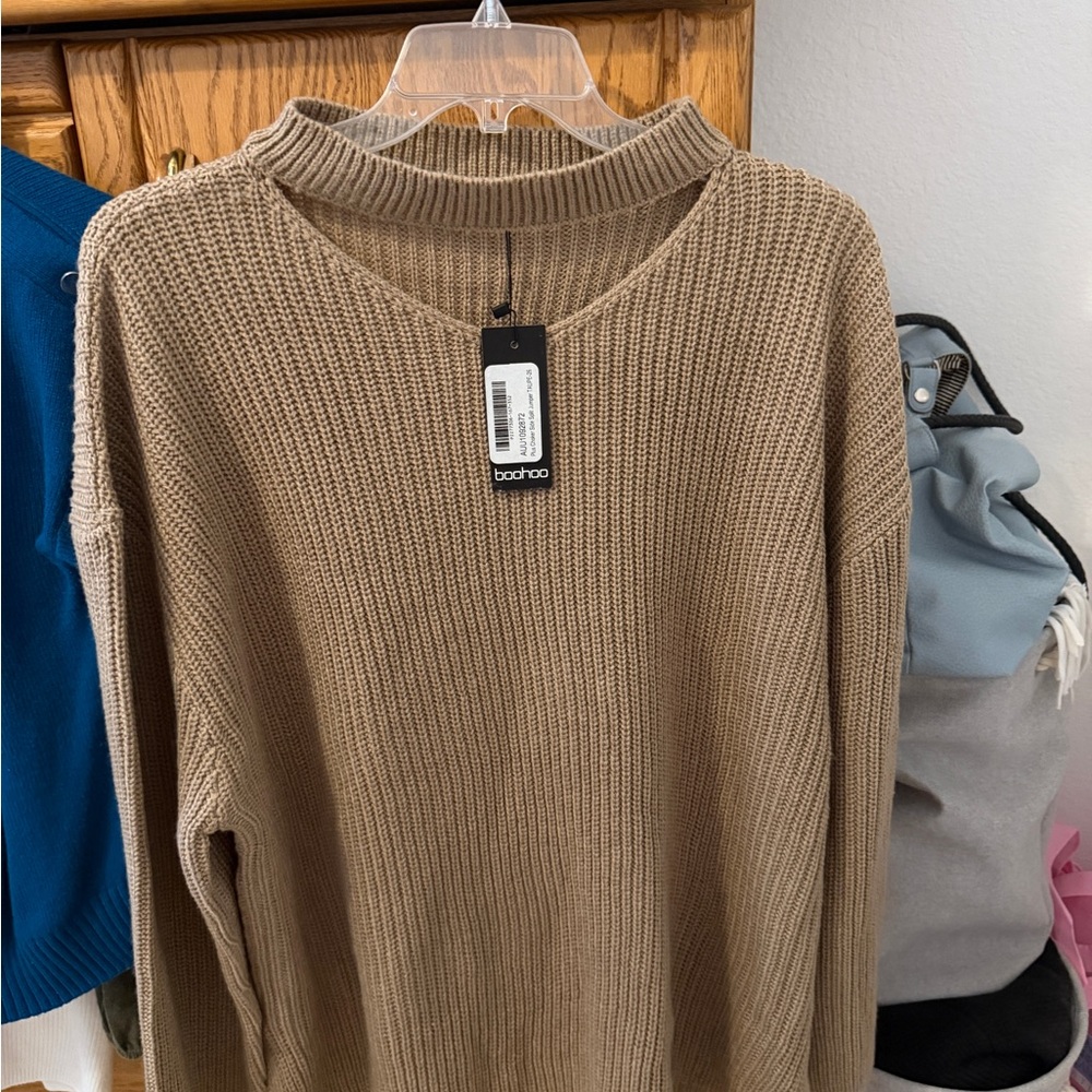 Aaa Boohoo Camel Ribbed Sweater (53)